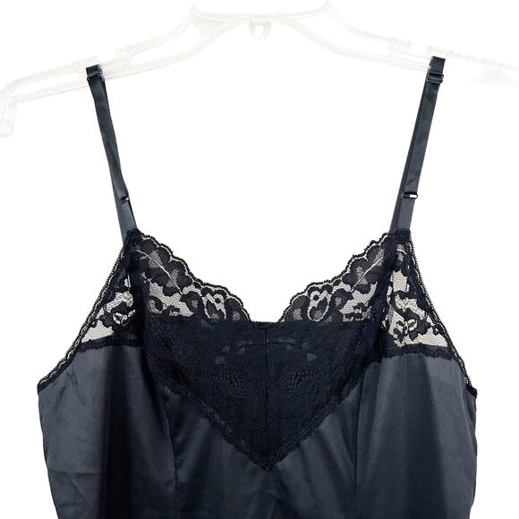 Vintage Vassarette Black Slip Tank Top Sz M - Picture 2 of 7